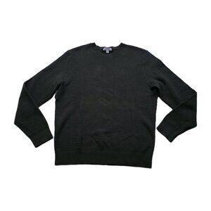 COS Sweater Mens M Dark Green LS Textured Knit Cotton Crewneck Grunge Minimalist